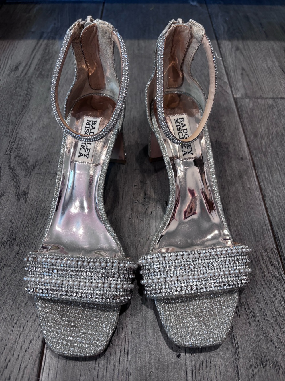Badgley Mischka KamerynSilver Crystal-Strap High Heels